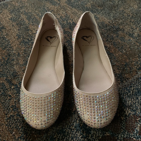 Steven by Steve Madden Shoes | Steven by Steve Madden Rhinestone Flats | Color: Cream | Size: 6.5 | Cmyglesias's Closet